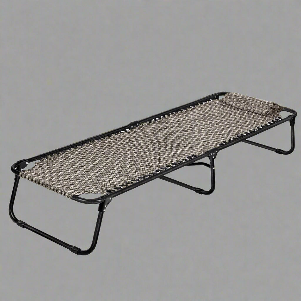 Portable Folding Camping Cot – Single Size Outdoor Bed

Foldable Sleeping Cot with Heavy-Duty Frame

Single-Size Camping Cot with 3-Pair Support Legs

Outdoor Sleeping Cot Folded for Storage