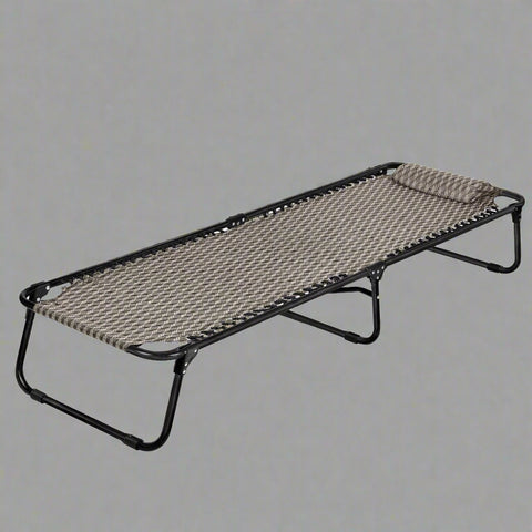 Portable Folding Camping Cot – Single Size Outdoor Bed

Foldable Sleeping Cot with Heavy-Duty Frame

Single-Size Camping Cot with 3-Pair Support Legs

Outdoor Sleeping Cot Folded for Storage