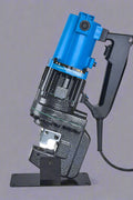 Portable hydraulic metal puncher – front view

Interchangeable dies for electric punch tool

Electric metal punching machine in use

10-ton electric hydraulic puncher – full set layout

