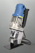 Portable hydraulic metal puncher – front view

Interchangeable dies for electric punch tool

Electric metal punching machine in use

10-ton electric hydraulic puncher – full set layout

