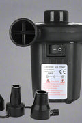 Portable electric air pump with 3 nozzle attachments
Quick fill air pump for air mattress and inflatables
Dual power inflator deflator with AC and car adapter