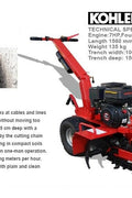 portable trencher side view
DRT770 Kohler 7HP engine close-up
walk-behind trencher digging soil
heavy-duty trencher rear profile
DRT770 compact trencher for irrigation