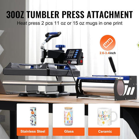 “PRO 15x15 Heat Press Machine with 30oz Mug Attachment – Full Kit View”

“Swing-Away 15x15 Heat Press in Operation with Digital Display”

“30oz Mug Press Attachment Included with Heat Press Machine”

“Dual Tube Heating Elements – Even Heat Distribution”

“Complete Heat Press Setup for T-Shirts, Mugs, and More”

“Digital Temperature and Time Control Panel Close-Up”

“Uncle Wiener’s PRO Heat Press – Packaging and Accessories”