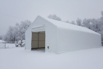New Pro Series Extreme Duty PVC Fabric Storage Buildings Double Truss 8 FT – Commercial Storage Shelter | All Sizes - with 304020PX – 30ft Wide | Sold by Uncle Wiener's Wholesale