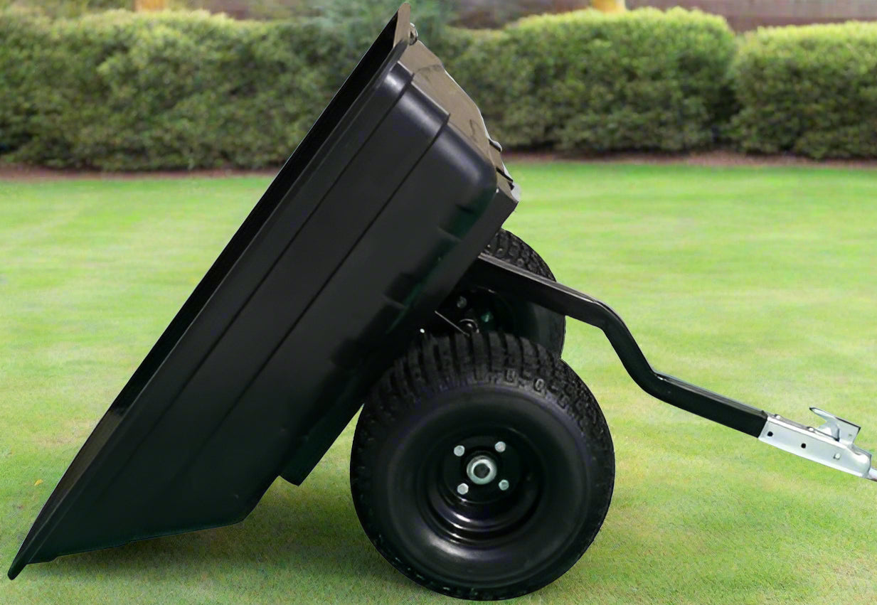 PRO XPT ATV Lawn & Garden Trailer – 1,000 lb capacity poly tub hauler with 18-inch off-road tires and tilt dump bed