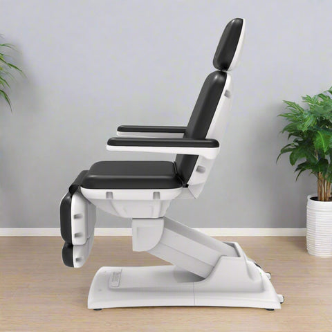 professional black electric facial bed with remote
adjustable salon and spa treatment chair reclining position
medical exam chair with removable armrests
PU leather electric treatment bed fully extended
3-motor facial chair with wired remote control