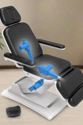 professional black electric facial bed with remote
adjustable salon and spa treatment chair reclining position
medical exam chair with removable armrests
PU leather electric treatment bed fully extended
3-motor facial chair with wired remote control