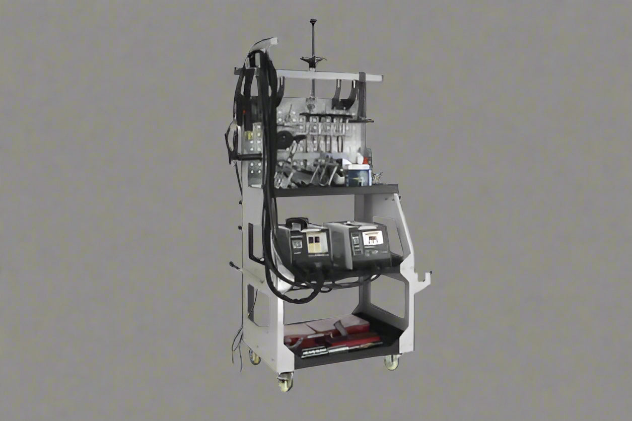 Main view of professional auto body dent welder machine

Welding gun and accessory layout in body shop

Open kit showing stud welder and tools

Slide hammer and puller accessories in case

Operational view of dent repair welder setup