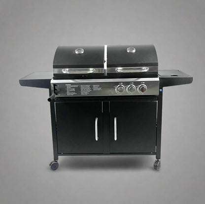 NEW PROPANE & CHARCOAL GRILL COMBO WITH SIDE BURNER – 2 - IN - 1 BBQ GRILL FOR GAS AND CHARCOAL COOKING - with | Sold by Uncle Wiener's Wholesale