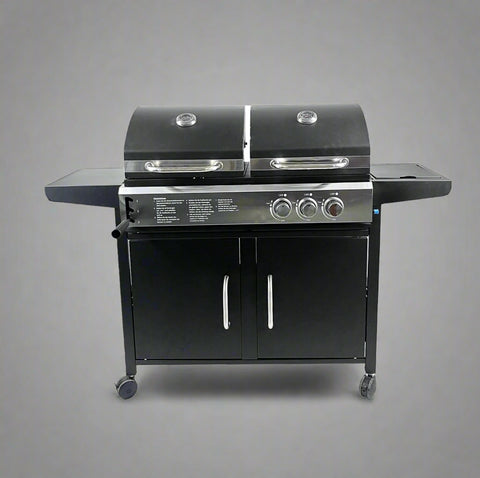 NEW PROPANE & CHARCOAL GRILL COMBO WITH SIDE BURNER – 2 - IN - 1 BBQ GRILL FOR GAS AND CHARCOAL COOKING - with | Sold by Uncle Wiener's Wholesale