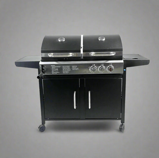 NEW PROPANE & CHARCOAL GRILL COMBO WITH SIDE BURNER – 2 - IN - 1 BBQ GRILL FOR GAS AND CHARCOAL COOKING - with | Sold by Uncle Wiener's Wholesale