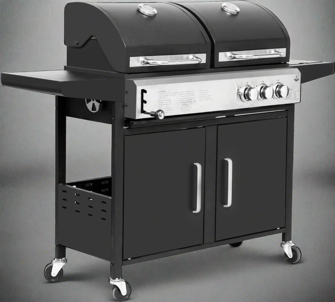 NEW PROPANE & CHARCOAL GRILL COMBO WITH SIDE BURNER – 2 - IN - 1 BBQ GRILL FOR GAS AND CHARCOAL COOKING - with | Sold by Uncle Wiener's Wholesale