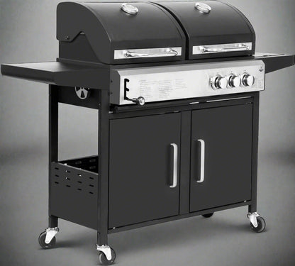 NEW PROPANE & CHARCOAL GRILL COMBO WITH SIDE BURNER – 2 - IN - 1 BBQ GRILL FOR GAS AND CHARCOAL COOKING - with | Sold by Uncle Wiener's Wholesale