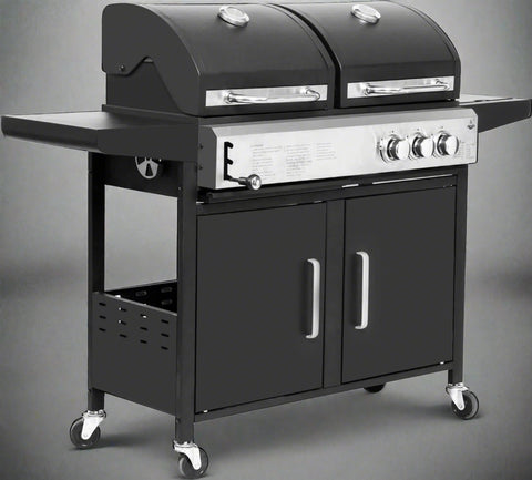 NEW PROPANE & CHARCOAL GRILL COMBO WITH SIDE BURNER – 2 - IN - 1 BBQ GRILL FOR GAS AND CHARCOAL COOKING - with | Sold by Uncle Wiener's Wholesale