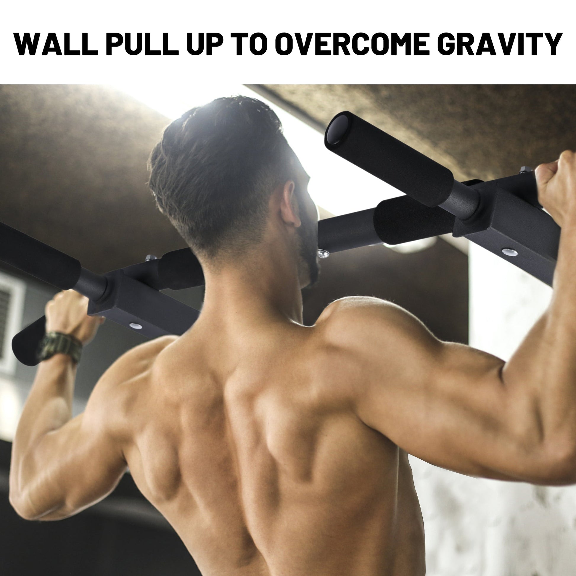 Wall-mounted black steel pull-up bar – front angle view

Pull-up bar installed on wall for home gym

Multi-grip fitness pull-up bar with foam handles

Compact strength training bar for upper-body workouts

Wall mount hardware and bar installation demonstration