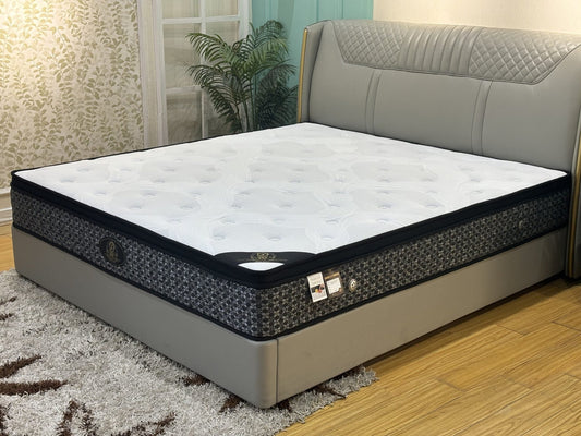 Night Star 12" Bamboo Top Mattress – side angle view

Plush bamboo quilted memory foam mattress top

Night Star eco-friendly mattress packaging

Queen size bed with 12-inch plush mattress

Breathable microfiber top and high-density foam base