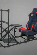 Racing simulator seat with adjustable wheel stand – full setup

Ergonomic racing chair with monitor and pedal mount

Side view of Logitech-compatible racing cockpit

Foldable racing simulator frame – steel construction

Adjustable steering wheel and pedal mount close-up