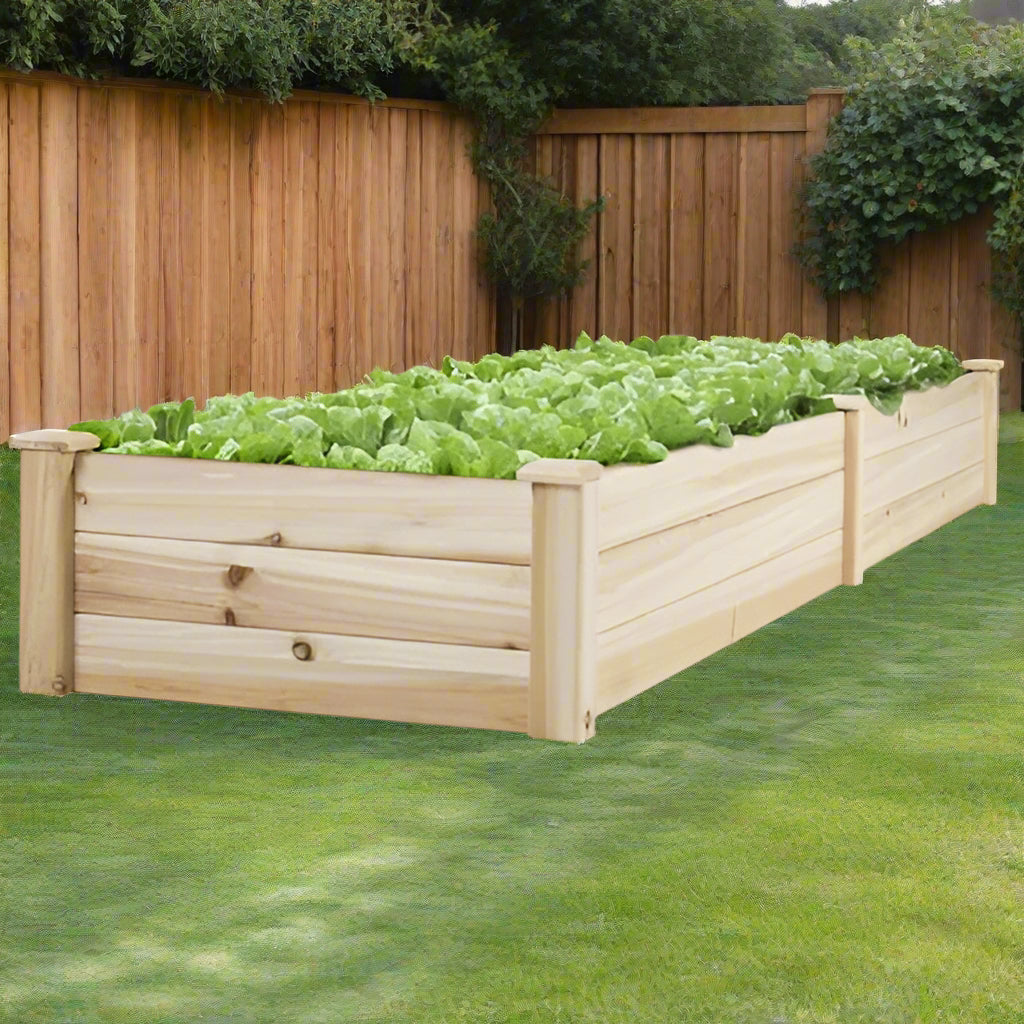 New Raised Garden Bed Kit 96" x 24" x 10.5" – Durable Fir Wood Planter with Divider (RGB504) - with | Sold by Uncle Wiener's Wholesale