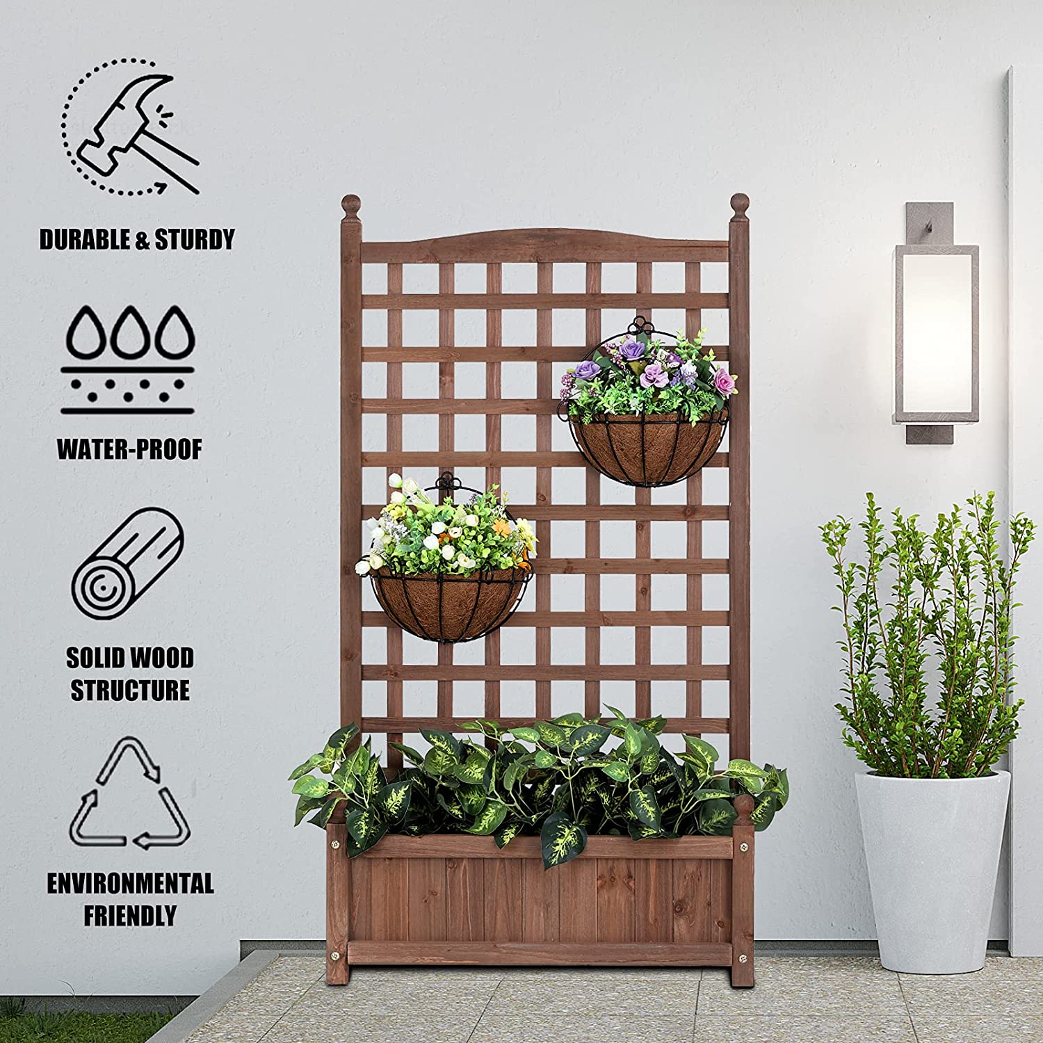 NEW RAISED GARDEN BED & TRELLIS PLANTER - with | Sold by Uncle Wiener's Wholesale