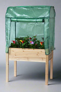 Raised garden planter with greenhouse cover 35.5x23.5x30 inches

Elevated fir wood garden bed with clear PVC cover

Weather-protected garden box for vegetables and herbs

Compact greenhouse planter for patios and balconies

Removable cover on wooden raised bed planter RGT131GH