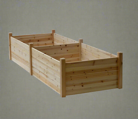 Extra-large raised wooden garden planter box 34x95x19 inches

Deep outdoor fir wood vegetable garden bed with high sides

Assembled a large garden planter on the patio for herbs and greens

Spacious backyard garden box for root vegetables

Wooden raised planter RGB508 with tool-free assembly