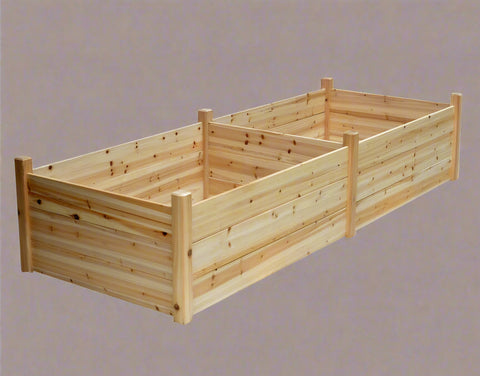 Extra-large raised wooden garden planter box 34x95x19 inches

Deep outdoor fir wood vegetable garden bed with high sides

Assembled a large garden planter on the patio for herbs and greens

Spacious backyard garden box for root vegetables

Wooden raised planter RGB508 with tool-free assembly