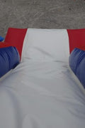 Red and blue bouncy castle with inflatable slide for commercial rental
18 ft long PVC inflatable bounce house and slide combo
Durable rental-grade inflatable with blower and safety features
Side view of heavy-duty bouncy castle in vibrant colors
Inflatable slide combo designed for kids' events and parties