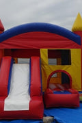 Red and blue bouncy castle with inflatable slide for commercial rental
18 ft long PVC inflatable bounce house and slide combo
Durable rental-grade inflatable with blower and safety features
Side view of heavy-duty bouncy castle in vibrant colors
Inflatable slide combo designed for kids' events and parties