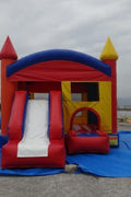 Red and blue bouncy castle with inflatable slide for commercial rental
18 ft long PVC inflatable bounce house and slide combo
Durable rental-grade inflatable with blower and safety features
Side view of heavy-duty bouncy castle in vibrant colors
Inflatable slide combo designed for kids' events and parties