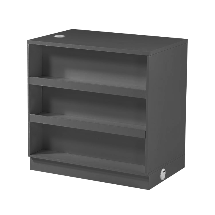 New Retail Display & Checkout Counters – Multiple Styles & Sizes | Gray Finish - with 90 U Desk 35.4″ × 35.4″ × 35.4″ | Sold by Uncle Wiener's Wholesale
