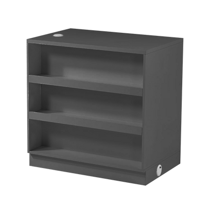 New Retail Display & Checkout Counters – Multiple Styles & Sizes | Gray Finish - with 90 U Desk 35.4″ × 35.4″ × 35.4″ | Sold by Uncle Wiener's Wholesale