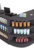 New Retail Display & Checkout Counters – Multiple Styles & Sizes | Gray Finish - with 60 U Desk 23.6″ × 23.6″ × 35.4″ | Sold by Uncle Wiener's Wholesale