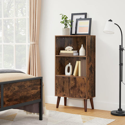 New Retro 3 - Tier Bookshelf with Doors – Vintage Display & Storage Book Shelf for Home or Office LBC09BX - with | Sold by Uncle Wiener's Wholesale
