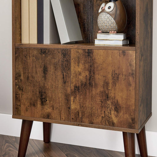 New Retro 3 - Tier Bookshelf with Doors – Vintage Display & Storage Book Shelf for Home or Office LBC09BX - with | Sold by Uncle Wiener's Wholesale