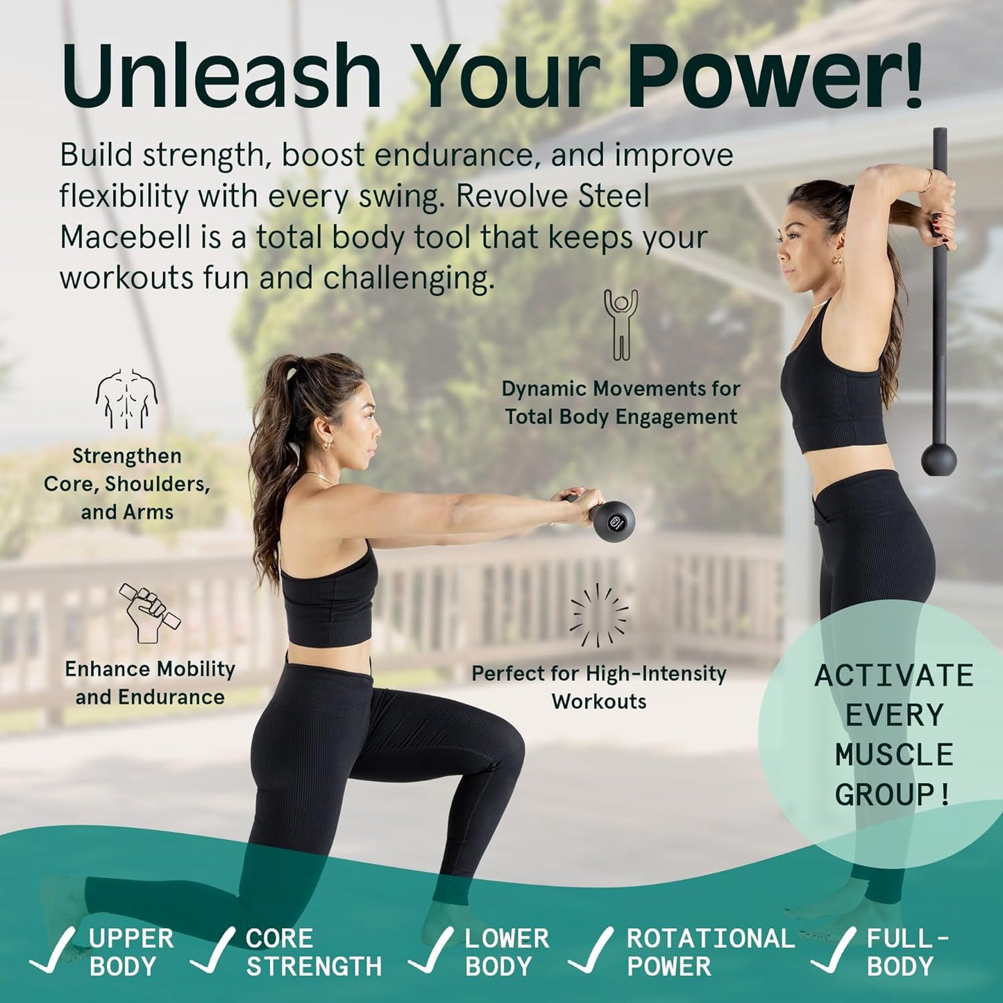 Retrospec Mace Bell – Heavy-Duty Steel Training Weight – 10LB / 15LB Options – One-Piece Forged with Knurled Grip – Open Box