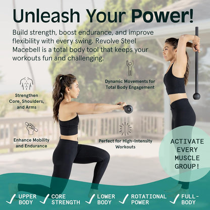 Retrospec Mace Bell – Heavy-Duty Steel Training Weight – 10LB / 15LB Options – One-Piece Forged with Knurled Grip – Open Box