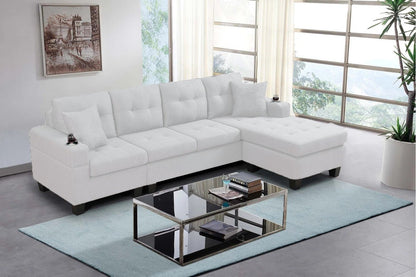 Reversible 4-Seater L-Shape Sectional Sofa with Chaise and Ottoman – Modern Upholstered Couch for Apartments and Small Living Rooms