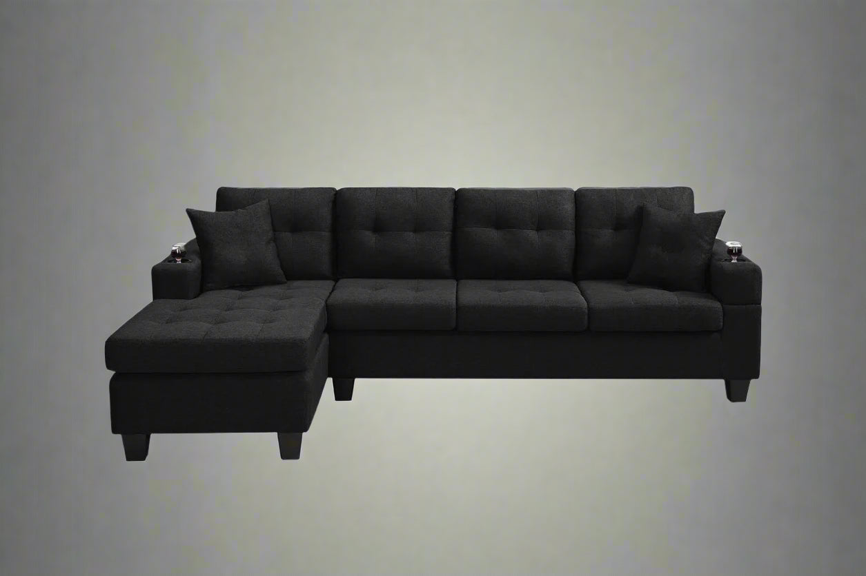 Reversible 4-Seater L-Shape Sectional Sofa with Chaise and Ottoman – Modern Upholstered Couch for Apartments and Small Living Rooms