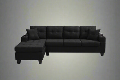 Reversible 4-Seater L-Shape Sectional Sofa with Chaise and Ottoman – Modern Upholstered Couch for Apartments and Small Living Rooms