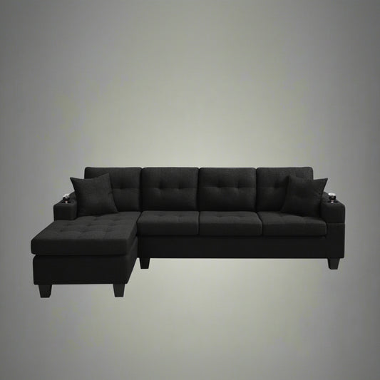 Reversible 4-Seater L-Shape Sectional Sofa with Chaise and Ottoman – Modern Upholstered Couch for Apartments and Small Living Rooms