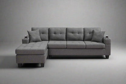 Reversible 4-Seater L-Shape Sectional Sofa with Chaise and Ottoman – Modern Upholstered Couch for Apartments and Small Living Rooms