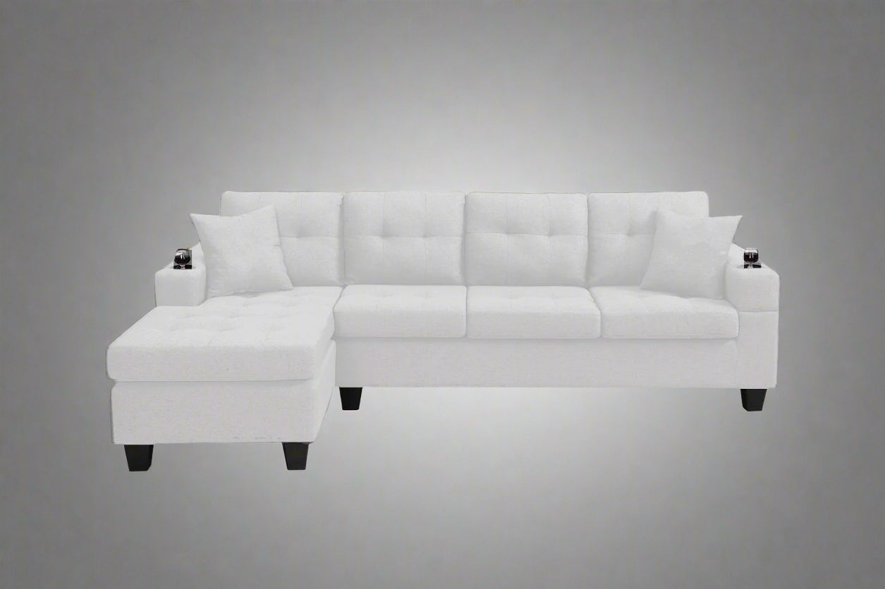 Reversible 4-Seater L-Shape Sectional Sofa with Chaise and Ottoman – Modern Upholstered Couch for Apartments and Small Living Rooms