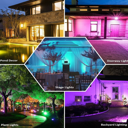 NEW RGB Remote Controlled LED Flood Light — 60W & 100W, 44 - Key Remote, IP66 Waterproof - with 60 Watt | Sold by Uncle Wiener's Wholesale