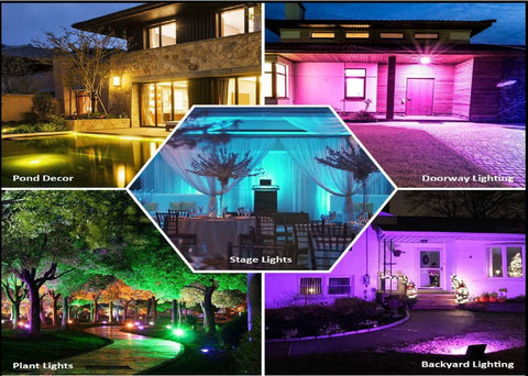 NEW RGB Remote Controlled LED Flood Light — 60W & 100W, 44 - Key Remote, IP66 Waterproof - with 60 Watt | Sold by Uncle Wiener's Wholesale