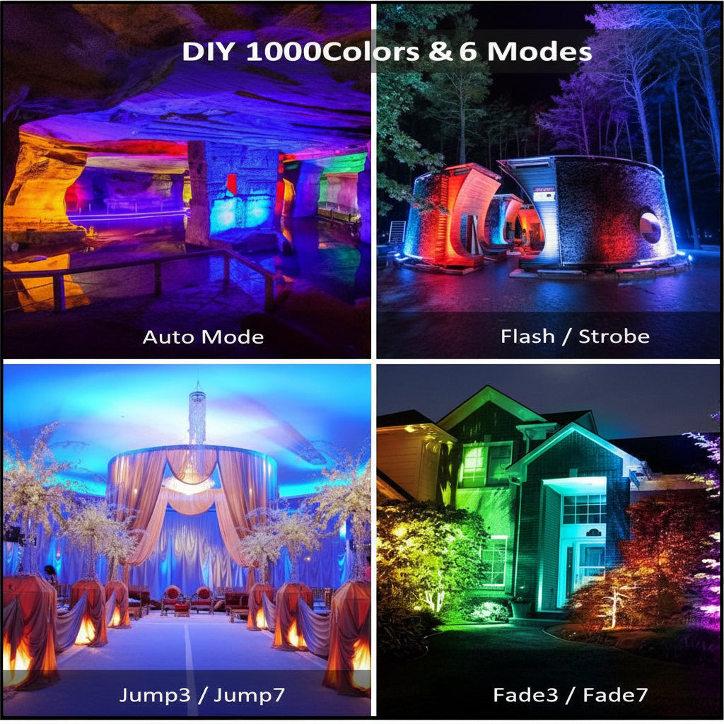 NEW RGB Remote Controlled LED Flood Light — 60W & 100W, 44 - Key Remote, IP66 Waterproof - with 60 Watt | Sold by Uncle Wiener's Wholesale