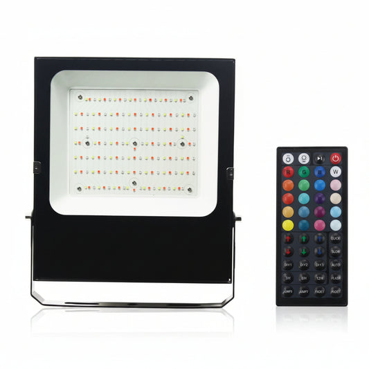NEW RGB Remote Controlled LED Flood Light — 60W & 100W, 44 - Key Remote, IP66 Waterproof - with 60 Watt | Sold by Uncle Wiener's Wholesale