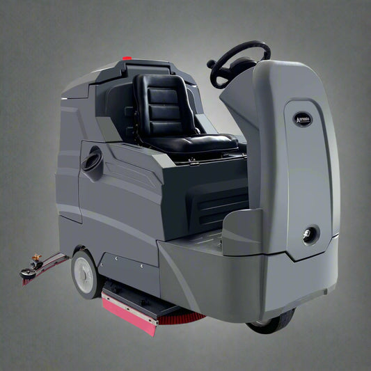 Ride-On Floor Scrubber Machine Front View

Rechargeable Floor Scrubber for Commercial Use

Floor Cleaning Equipment Side View

Industrial Ride-On Scrubber Compact Size