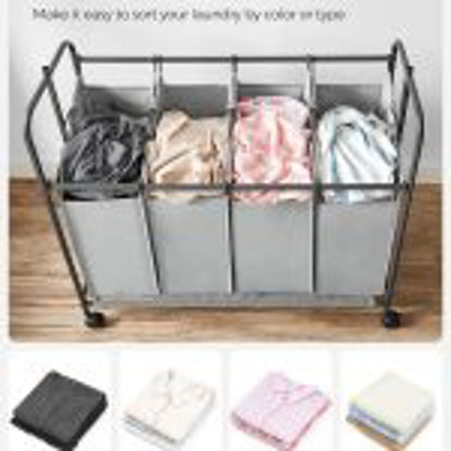New Rolling Laundry Sorter with 4 Hanging Bags – Mobile Hamper Cart with Wheels RLS44GS - with | Sold by Uncle Wiener's Wholesale