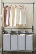 New Rolling Laundry Sorter with 4 Hanging Bags – Mobile Hamper Cart with Wheels RLS44GS - with | Sold by Uncle Wiener's Wholesale