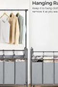 New Rolling Laundry Sorter with 4 Hanging Bags – Mobile Hamper Cart with Wheels RLS44GS - with | Sold by Uncle Wiener's Wholesale